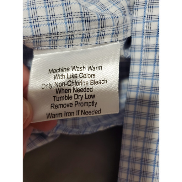 Jos. A. Bank Traveler Men’s Dress Shirt Size 16 32/33 | Blue Check Pattern 100% - Picture 4 of 11